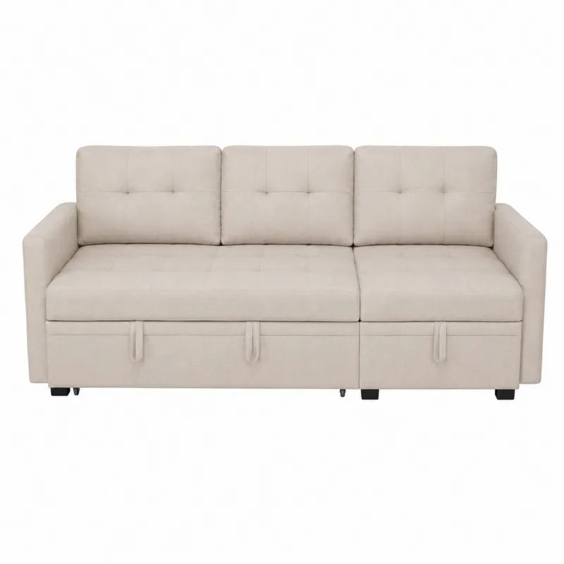 Sofa modułowa z funkcją spania 3-osobowa beżowa poliester 220cm