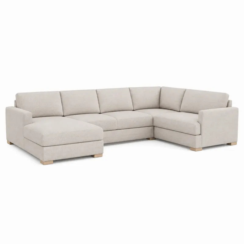 Narożna sofa modułowa beżowa poliestrowa 300x200x80 cm