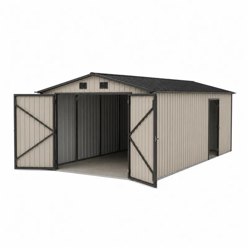 Metalowa szopa ogrodowa 3,8m x 7m beżowa stal
