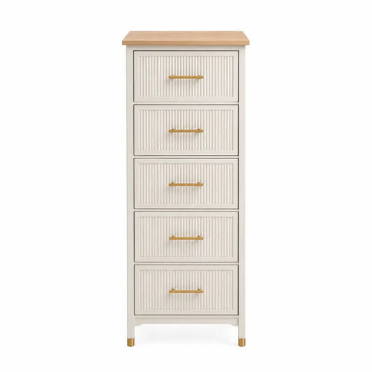Komoda z 5 szufladami MDF Biały/Buk